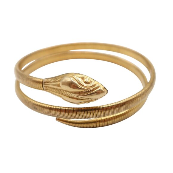 Vintage FORSTNER 12K GF Snake Coil Wrap Bracelet 40's Art Deco Egyptian Revival - Picture 2 of 10